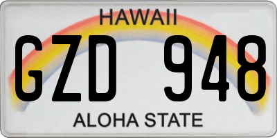 HI license plate GZD948