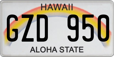 HI license plate GZD950