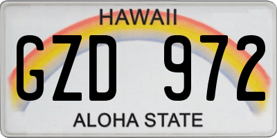 HI license plate GZD972