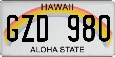 HI license plate GZD980