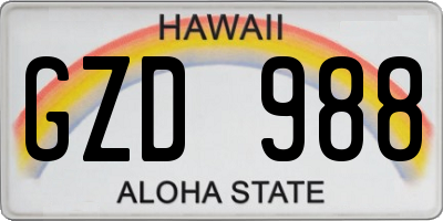 HI license plate GZD988