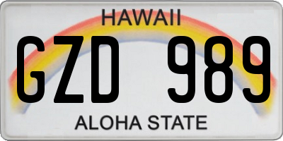 HI license plate GZD989