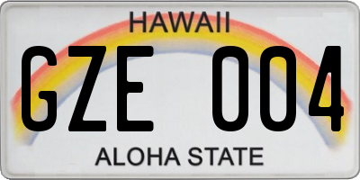 HI license plate GZE004