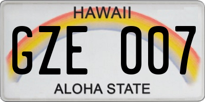 HI license plate GZE007