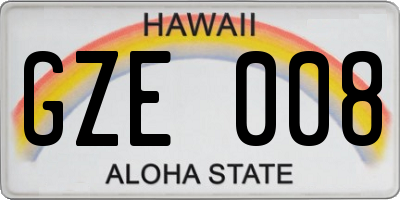 HI license plate GZE008