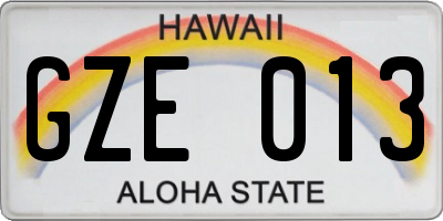 HI license plate GZE013