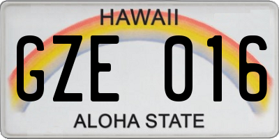 HI license plate GZE016