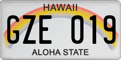 HI license plate GZE019