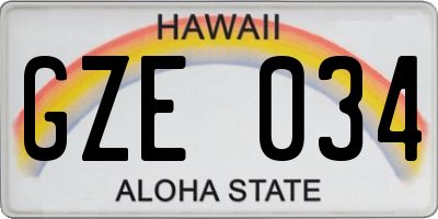 HI license plate GZE034