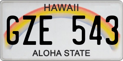 HI license plate GZE543