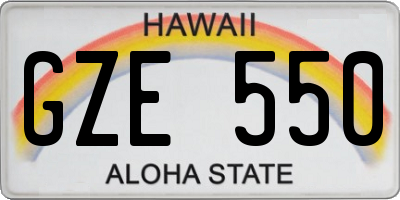 HI license plate GZE550