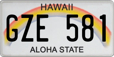 HI license plate GZE581