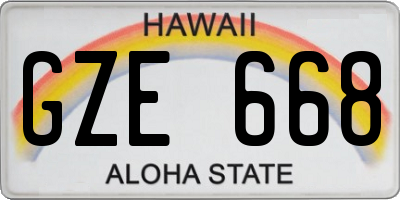 HI license plate GZE668