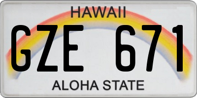 HI license plate GZE671