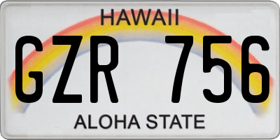 HI license plate GZR756