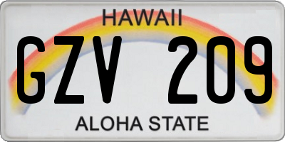 HI license plate GZV209