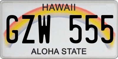 HI license plate GZW555