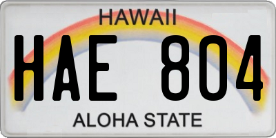 HI license plate HAE804