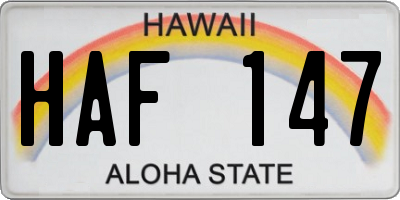 HI license plate HAF147