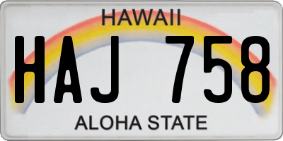 HI license plate HAJ758