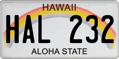 HI license plate HAL232