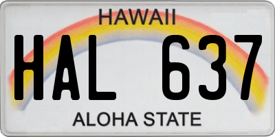 HI license plate HAL637