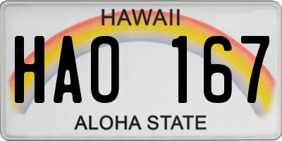 HI license plate HAO167