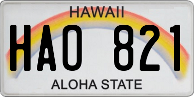 HI license plate HAO821