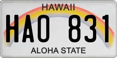 HI license plate HAO831