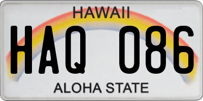 HI license plate HAQ086