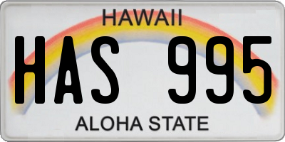 HI license plate HAS995