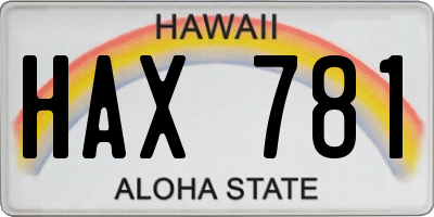 HI license plate HAX781