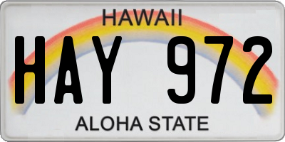 HI license plate HAY972