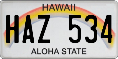 HI license plate HAZ534