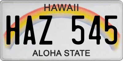 HI license plate HAZ545