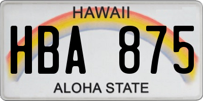 HI license plate HBA875