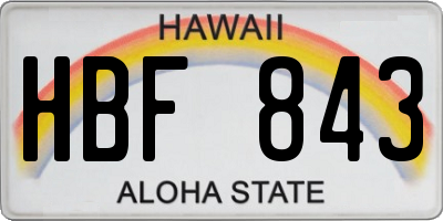 HI license plate HBF843