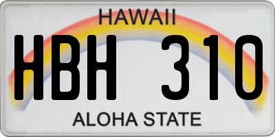 HI license plate HBH310