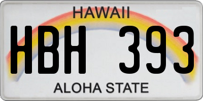 HI license plate HBH393