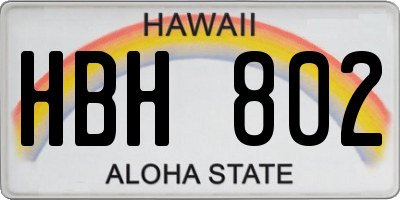HI license plate HBH802