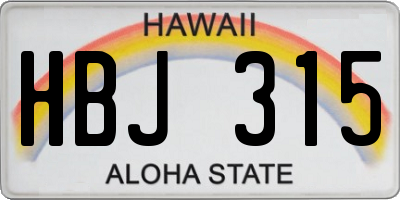 HI license plate HBJ315