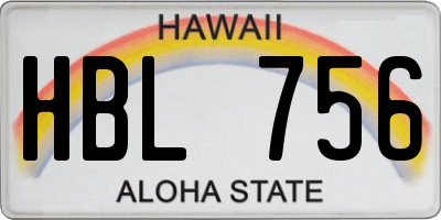 HI license plate HBL756