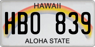 HI license plate HBO839
