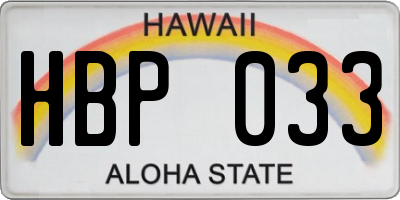 HI license plate HBP033