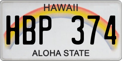 HI license plate HBP374