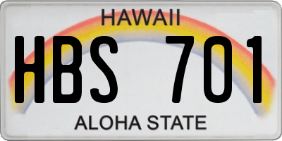 HI license plate HBS701
