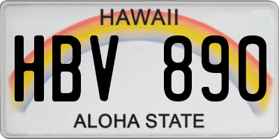 HI license plate HBV890