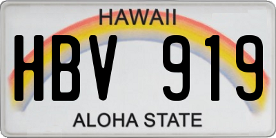 HI license plate HBV919