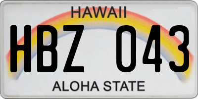 HI license plate HBZ043