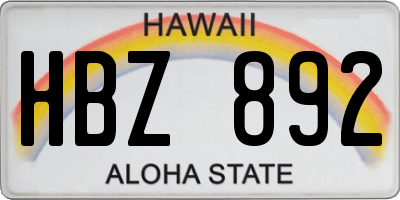 HI license plate HBZ892